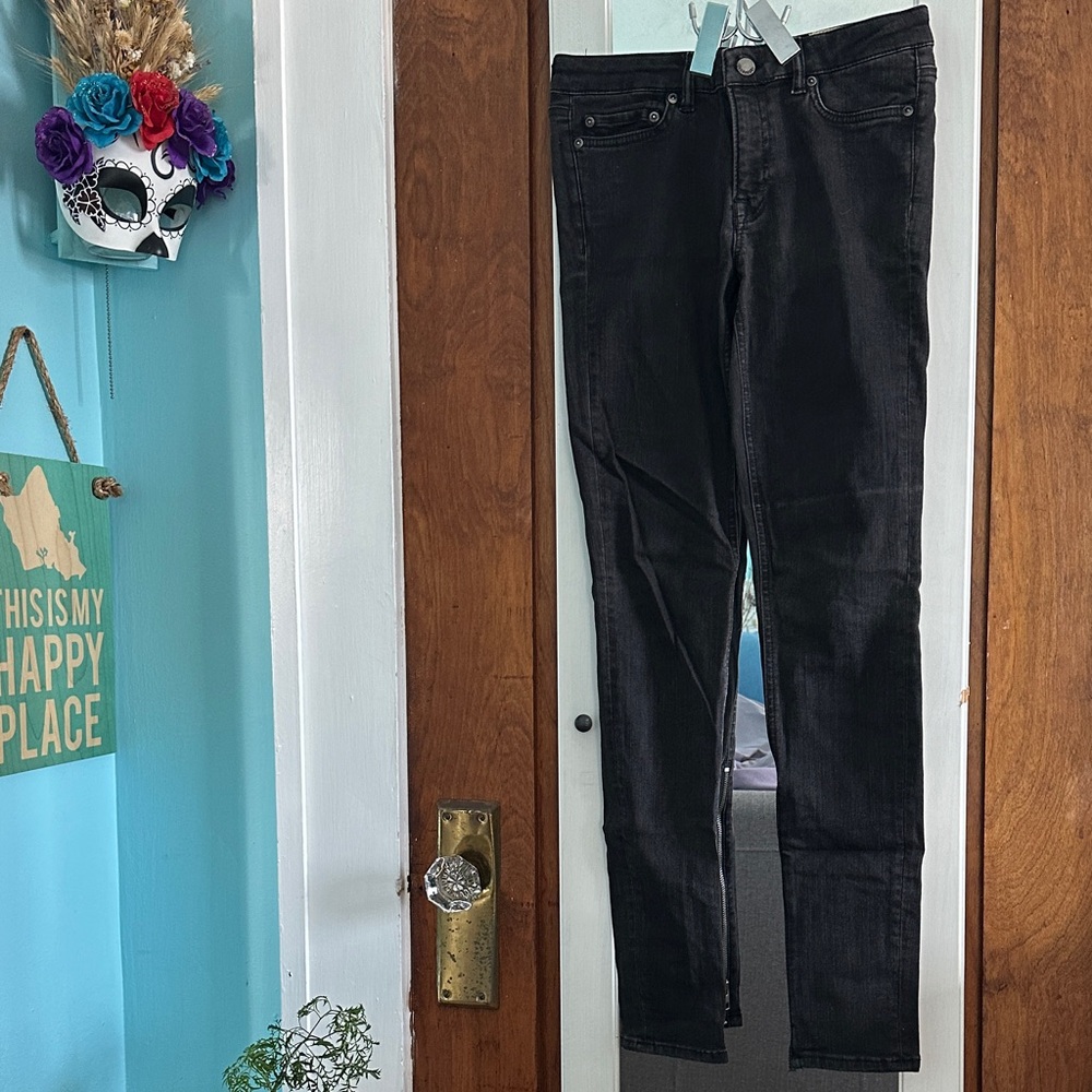 Allsaints Rail Low Rise Skinny Fit Jeans in Washed Black